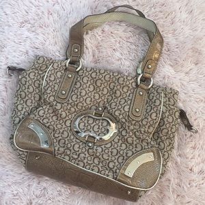GUESS Tan & Silver Bag/Tote